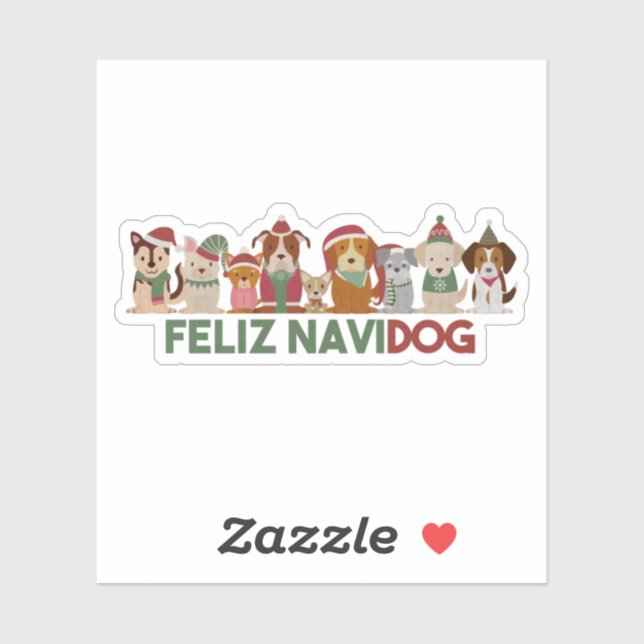 Sticker Canon de Noël : Feliz Navidog (Feuille)