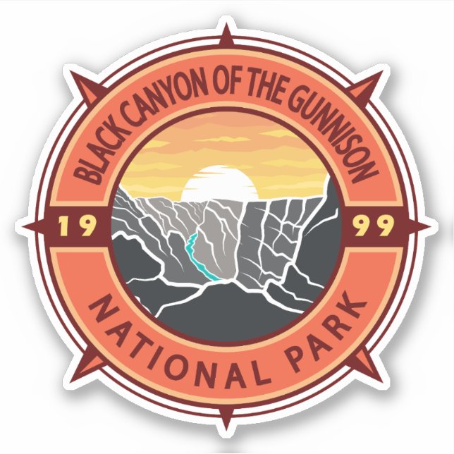 Sticker Canyon Noir Du Parc National Gunnison Compass (Devant)