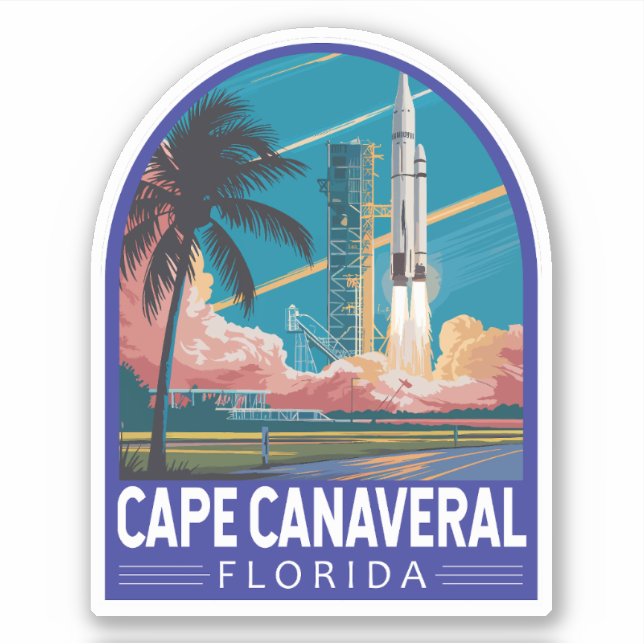 Sticker Cape Canaveral Florida Illustration Art de Voyage (Devant)