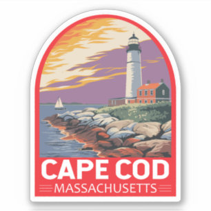 Sticker Cape Cod Massachusetts Emblème d'art de voyage