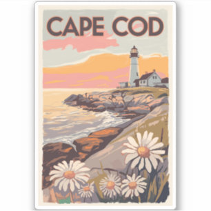 Sticker Cape Cod Massachusetts Peinture Art Voyage Retro