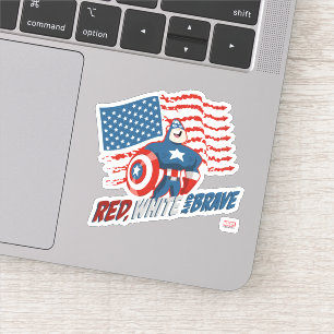 Sticker Captain America Rouge, Blanc et Vaillant