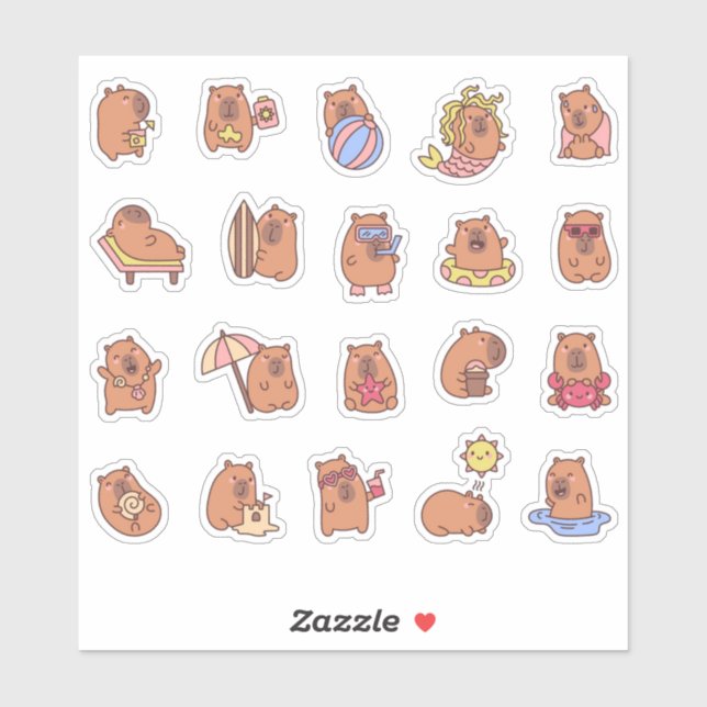 Sticker capybara (Feuille)