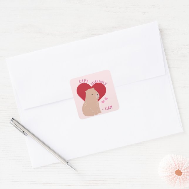 Sticker Capybara de la Saint Valentin en classe (Enveloppe)