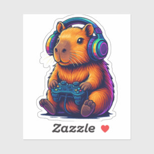 Sticker Capybara Joueur Mignon — avec Casque Audio et Mane