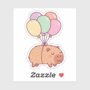 Sticker Capybara Mignon Avec Ballons