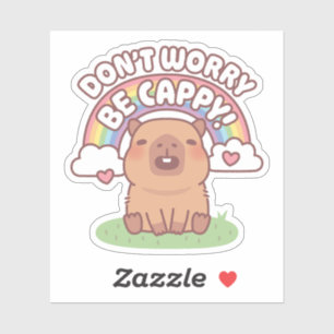 Sticker Capybara mignonne avec arc-en-ciel Ne vous inquiét