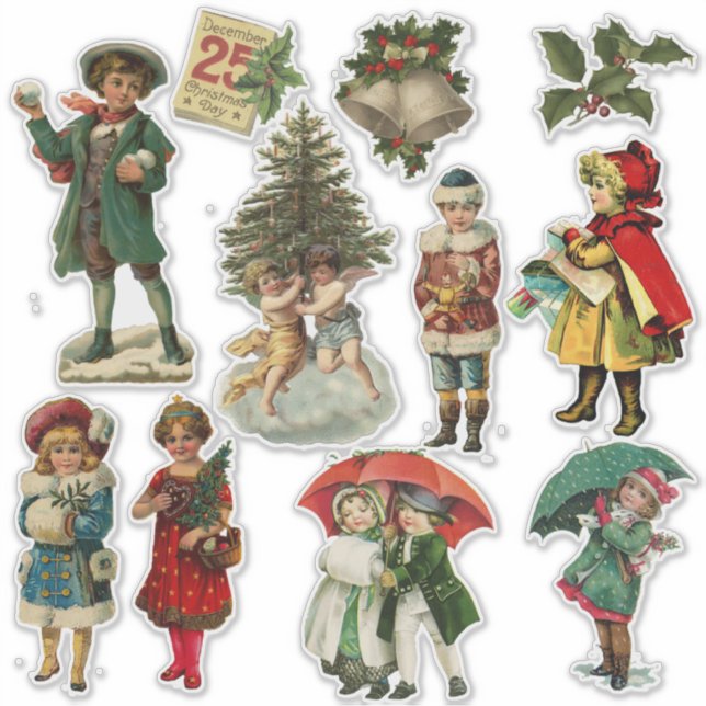 Sticker Caractères de Noël vintage (Devant)