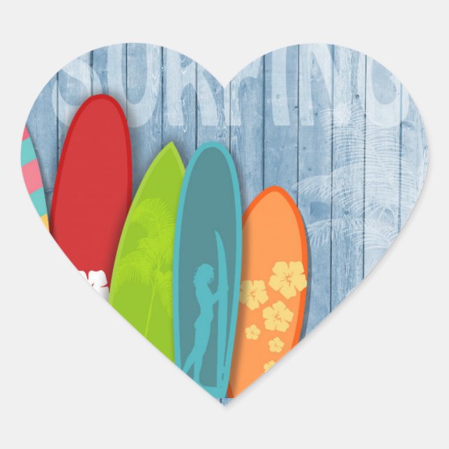 Sticker cardiaque de Surfboards (Devant)