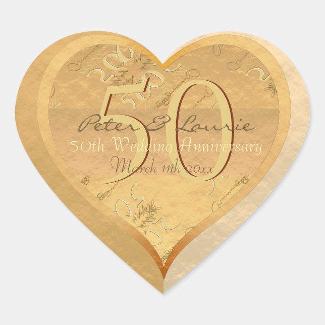 Sticker cardiaque du 50e anniversaire du Mariage (Devant)