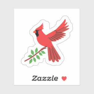 Sticker Cardinal rouge   Branche d'arbre joliment peint