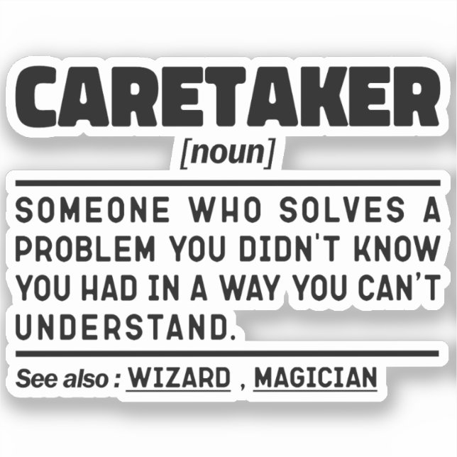Sticker Caretaker Noun Appréciation Anniversaire présent d (Recto)