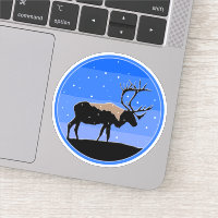 Caribou en hiver - Art original de la faune
