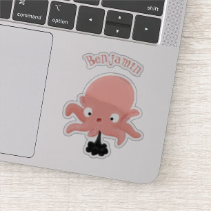 Sticker Caricature de bébé pieuvre rose mignonne humour