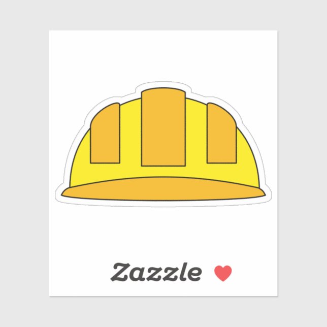 Sticker Caricature de Casquette dur jaune (Feuille)