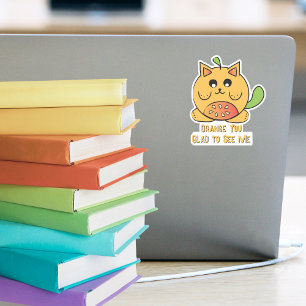 Sticker Caricature de chat orange Cute Kawaii Drôle Dit