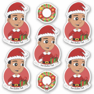 Sticker Caricature de garçon de Noël hispanique