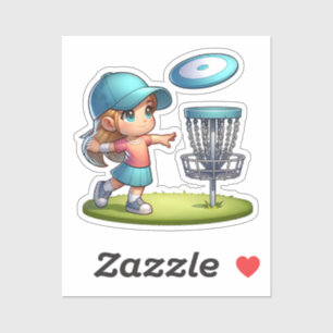 Sticker Caricature de golf de Little Girl