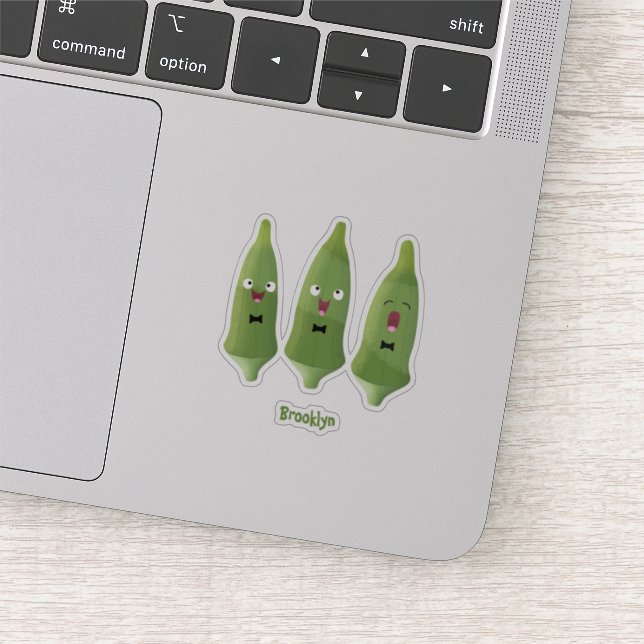 Sticker Caricature de légumes de l'okra chantante mignonne (Détail)