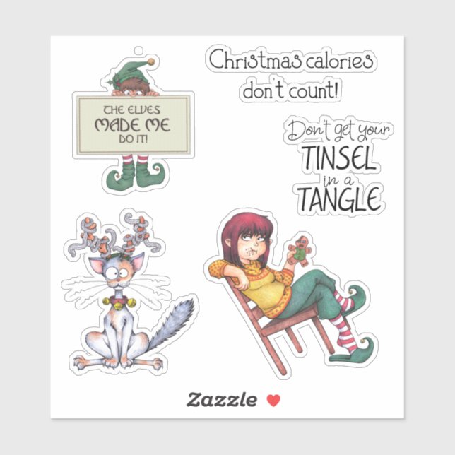 Sticker Caricature de Noël (Feuille)
