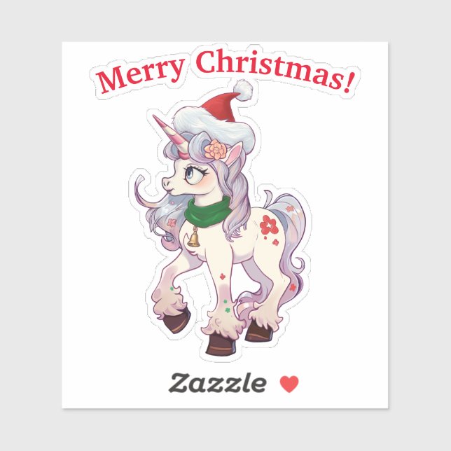 Sticker Caricature de Père Noël Unicorn (Feuille)