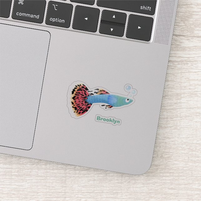 Sticker Caricature de poisson tropical guppy très chic (Détail)