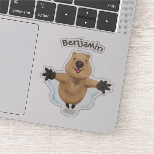 Sticker Caricature de saut de quokka joyeux