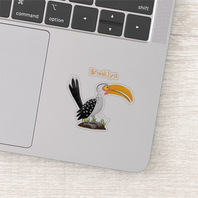 Sticker Caricature d'oiseau de safari de barbecue jaune am (Détail)