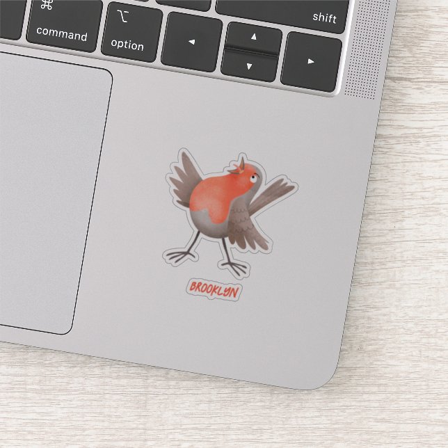 Sticker Caricature d'oiseau rouge chantant mignon (Détail)