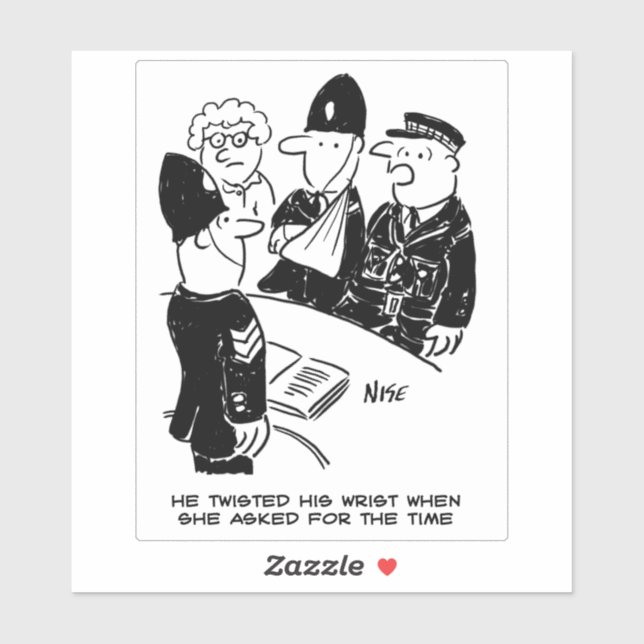Sticker Caricature du policier pour blessure au poignet. (Feuille)