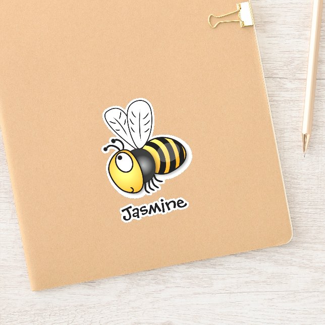 Sticker Caricature jaune d'abeille volante adorable (Carnet)
