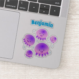Sticker Caricature kawaii de méduse violette rose mou