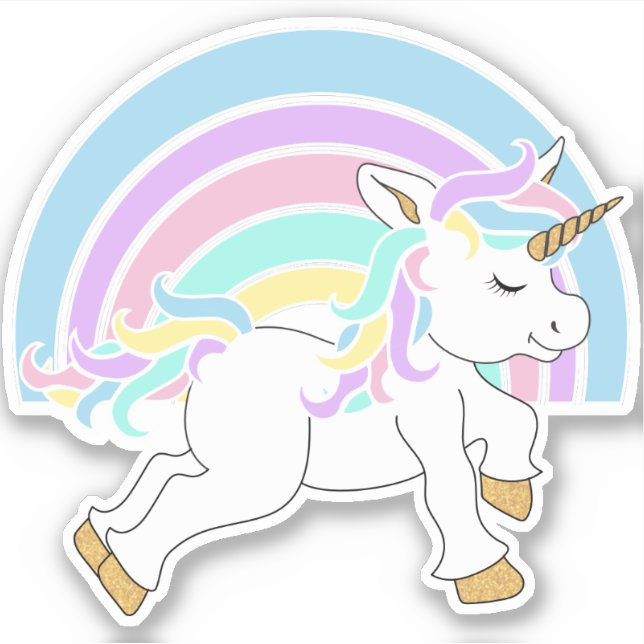Sticker Caricature mignonne avec arc-en-ciel - Kiss-Cut (Devant)