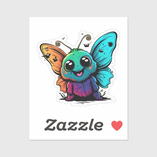 Sticker caricature-papillon-avec-papillon-sa tête (Feuille)