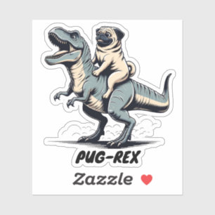 Sticker Carlin À cheval Un Dinosaure Amoureux des animaux