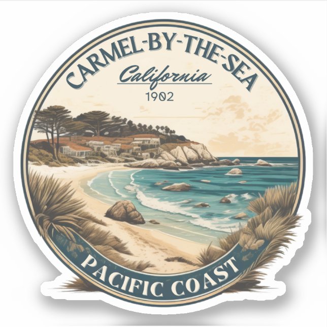 Sticker Carmel par la mer plage de la côte pacifique calif (Devant)