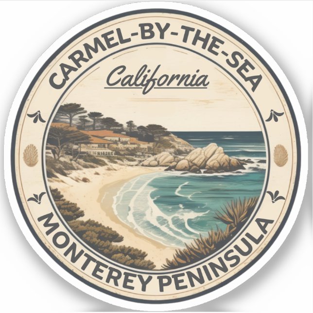Sticker Carmel par la mer plage de la côte pacifique calif (Devant)