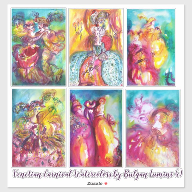 Sticker CARNAVAL DE VENISE Mardi Gras Masquerade Masques M (Feuille)