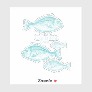 Sticker Caroline Côtière Vintage Turquoise Poisson d'Eau d