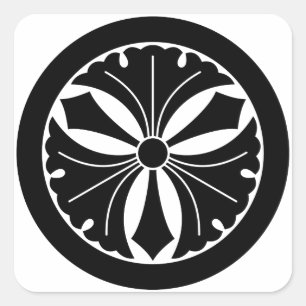 STICKER CARRÉ 丸に剣三つ銀杏