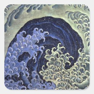 Sticker Carré 北 斎 波 の, 北 Vague Hokusai 斎 Hokusai, Hokusai