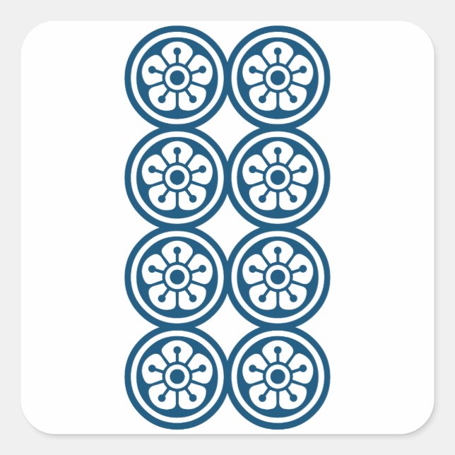 STICKER CARRÉ 麻雀牌 8筒 / EIGHT OF CIRCLES -MAHJONG TILE- (Devant)