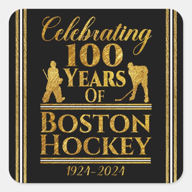 Sticker Carré 100 Ans De Hockey À Boston (Devant)
