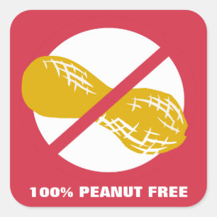 Sticker Carré 100% cacahuète sans arachide Personnalisable Rouge