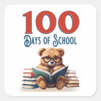 100 Jours d'École Ourson Mignon en Train de Lire S