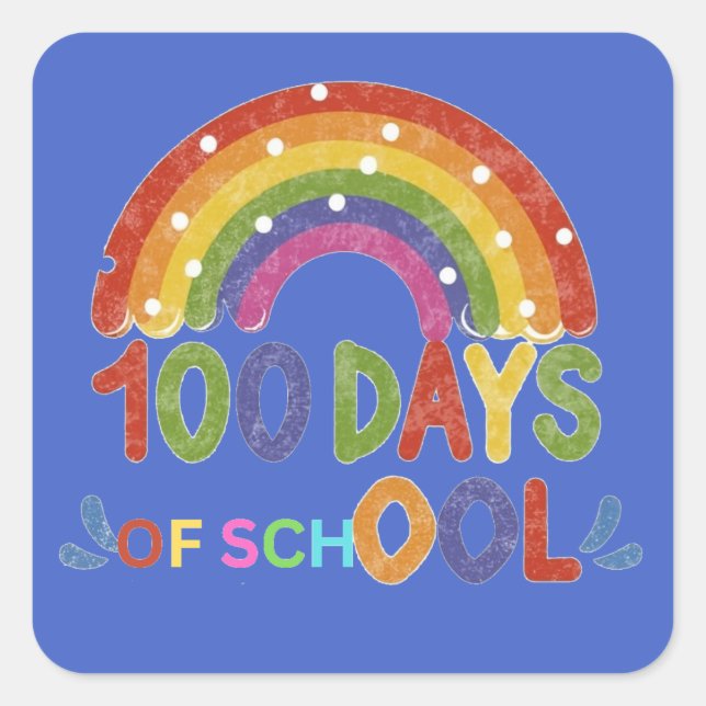 Sticker Carré 100 jours d'enseignant-cadeau scolaire (Devant)