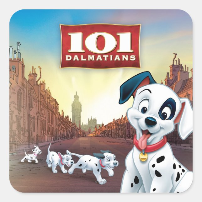 Sticker Carré 101 Patches dalmates qui balancent sa queue (Devant)