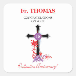 Sticker Carré 10e anniversaire de l'Ordination du prêtre Croix n