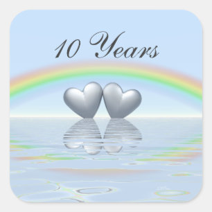 Sticker Carré 10e anniversaire Tin Hearts