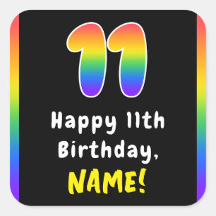 Sticker Carré 11e anniversaire : Rainbow Spectrum # 11, Nom pers